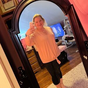 Arabella 3XL Pink Top W/Metal Accent & Front Tie